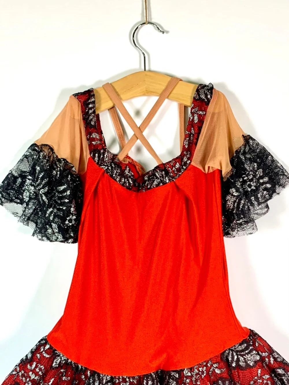 Glamour Costumes Spanish Style Ballet Red Black Dance Costume Flamenco Festive